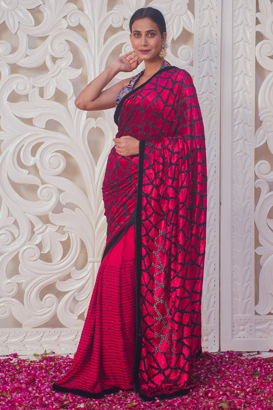 Red pure designer silk saree