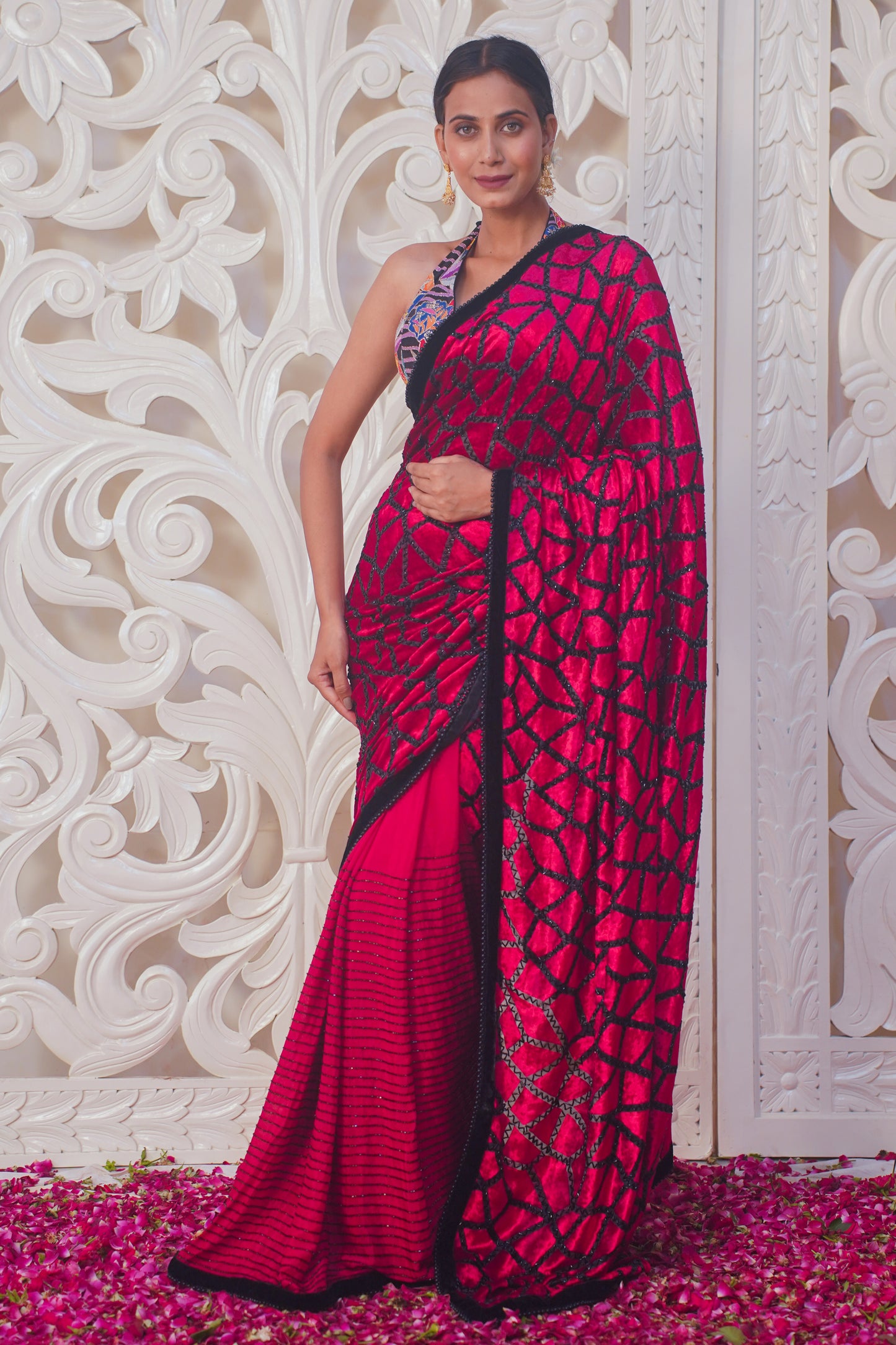 Red pure designer silk saree