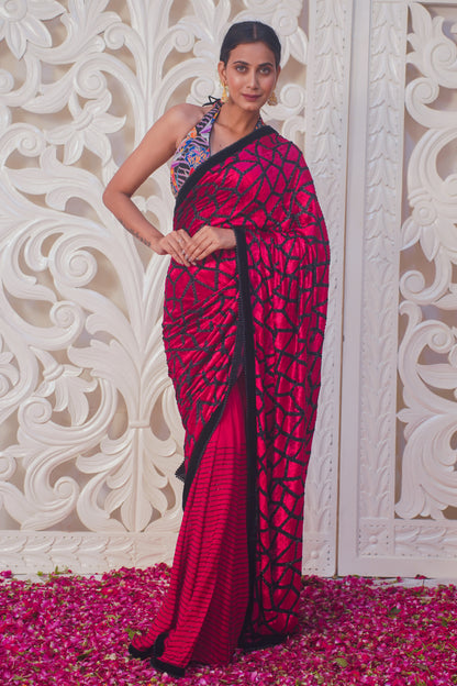 Red pure designer silk saree