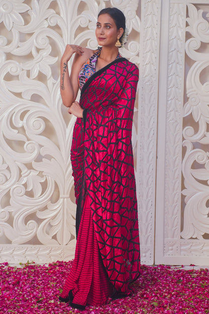 Red pure designer silk saree