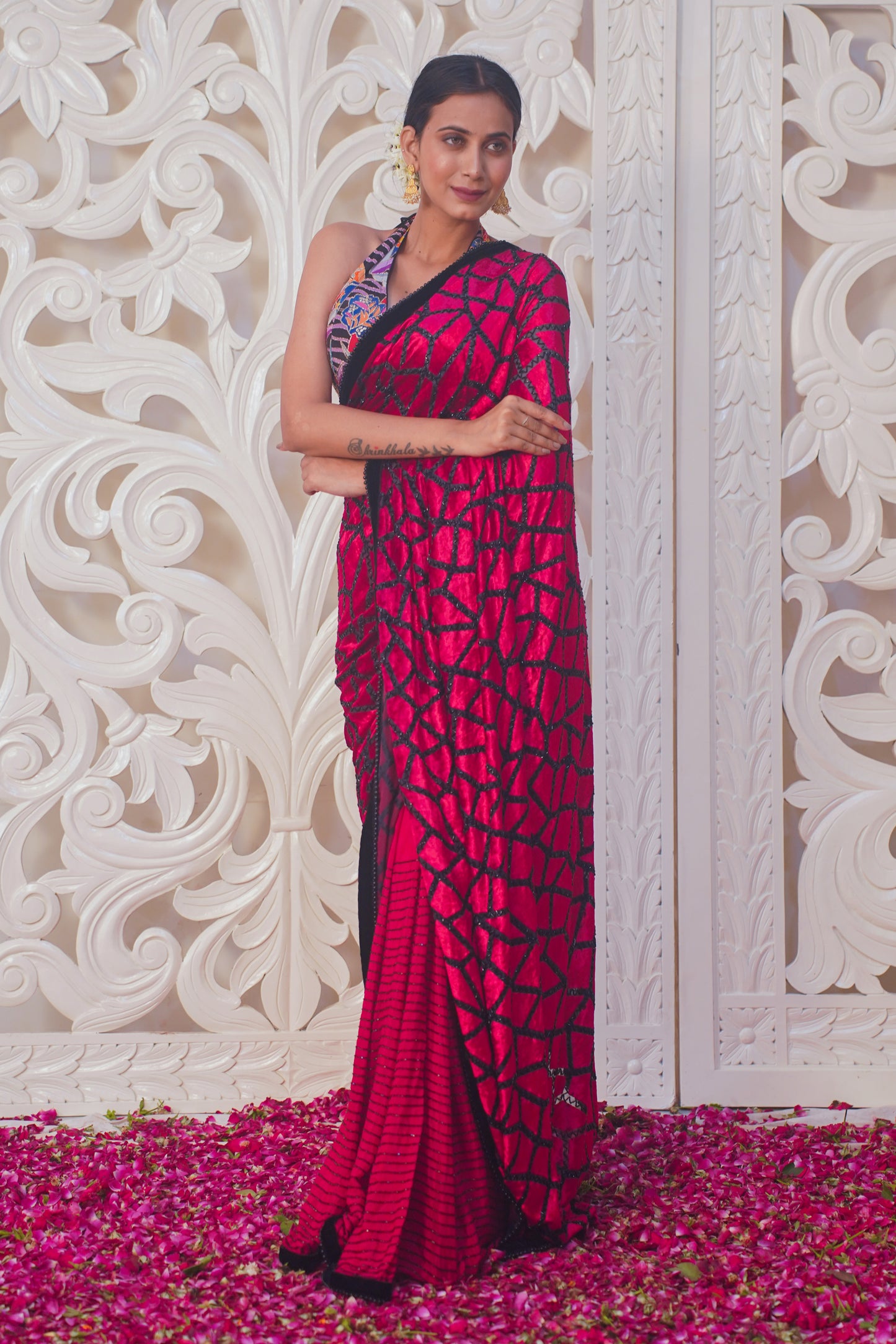 Red pure designer silk saree