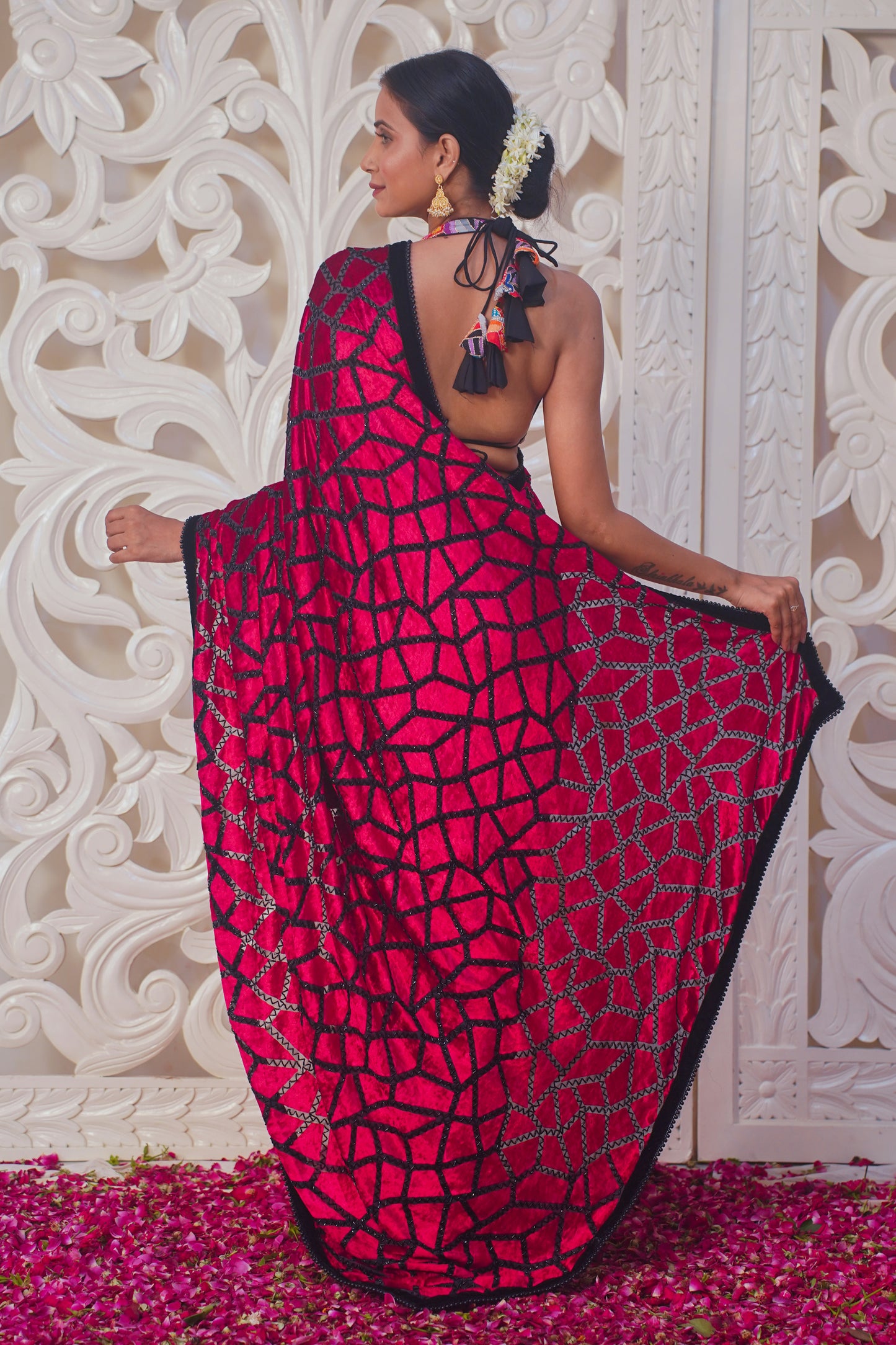 Red pure designer silk saree