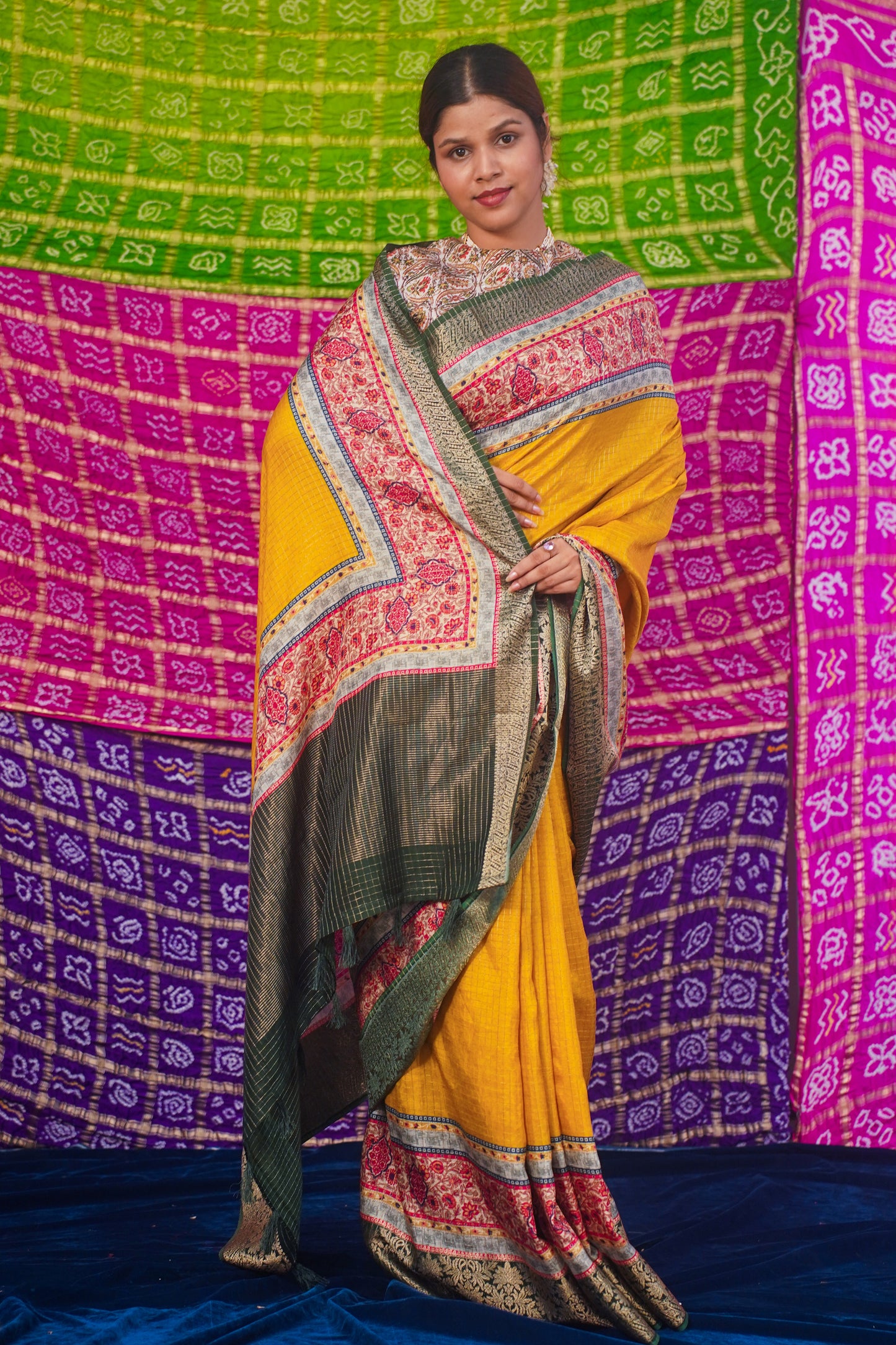 Yellow Natural Moonga Georgette Saree with Handloom Border