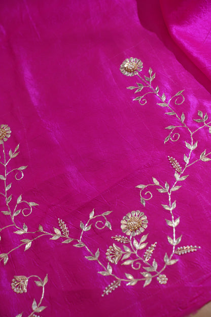 Dark Pink Pure Leheriya Bandhani Banarasi Handloom Saree With Danka Work