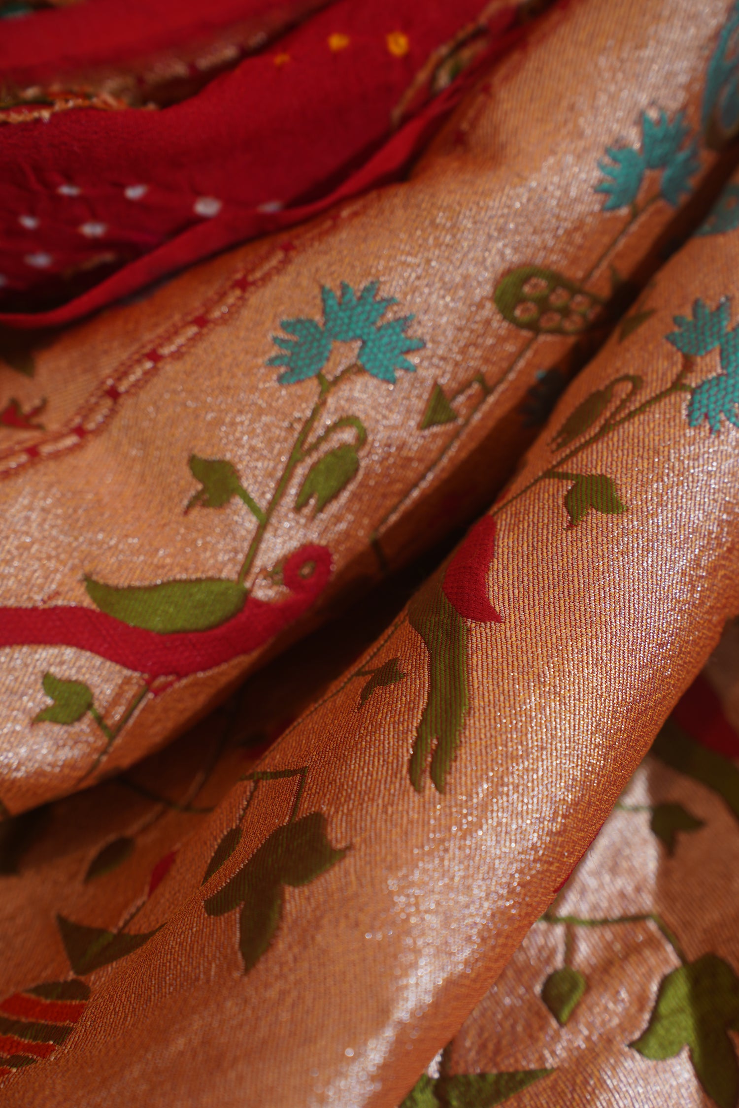 "VIRASAT 112" Red Pure Georgette Bandhej Banarasi Handloom Saree