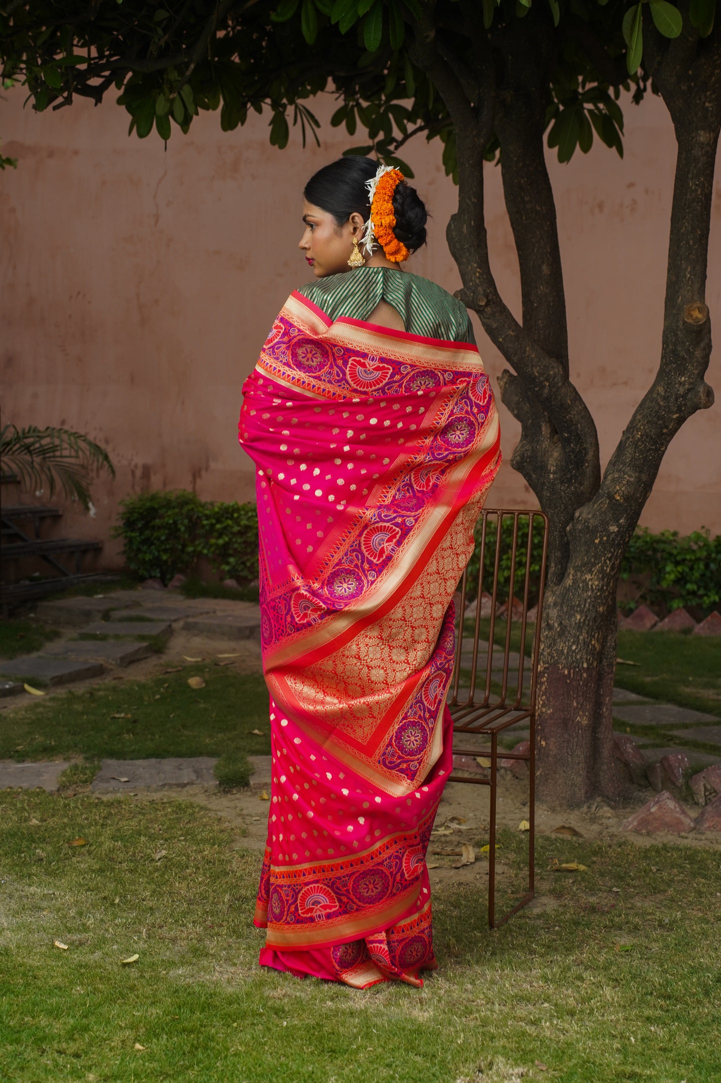 Ambal Pink Banarasi Soft Silk Saree