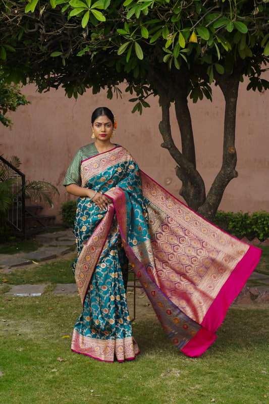 Blue Banarasi Wedding Saree