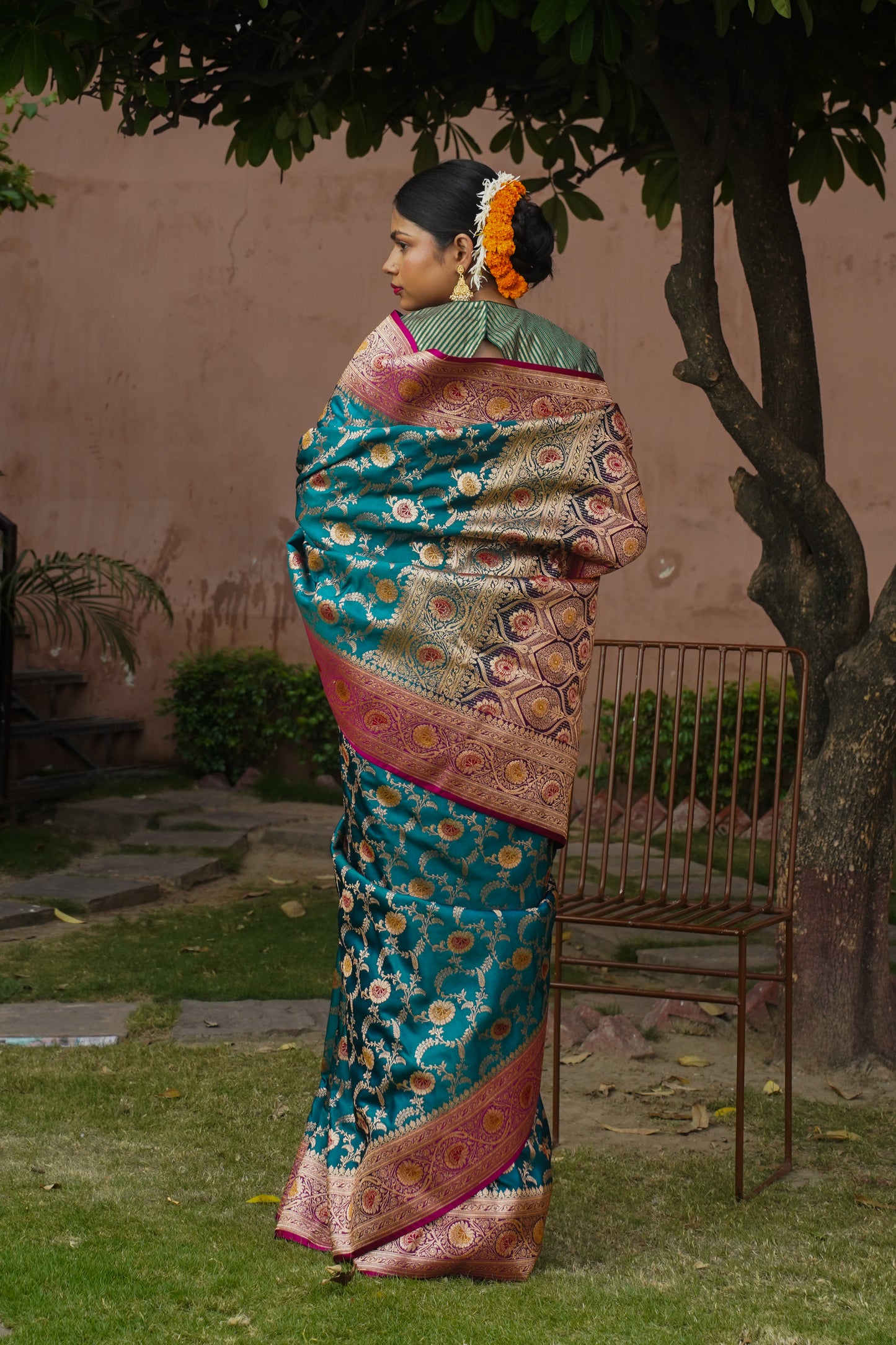 Blue Banarasi Wedding Saree