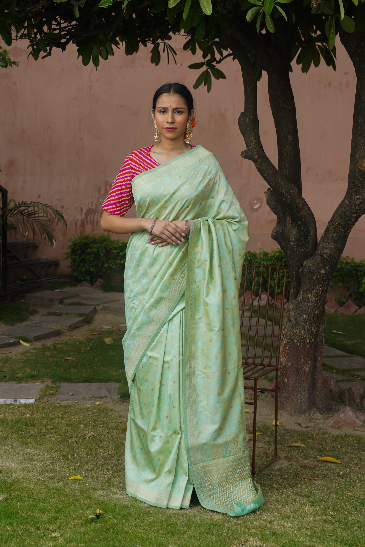 Pista Green Soft Silk Banarasi Saree