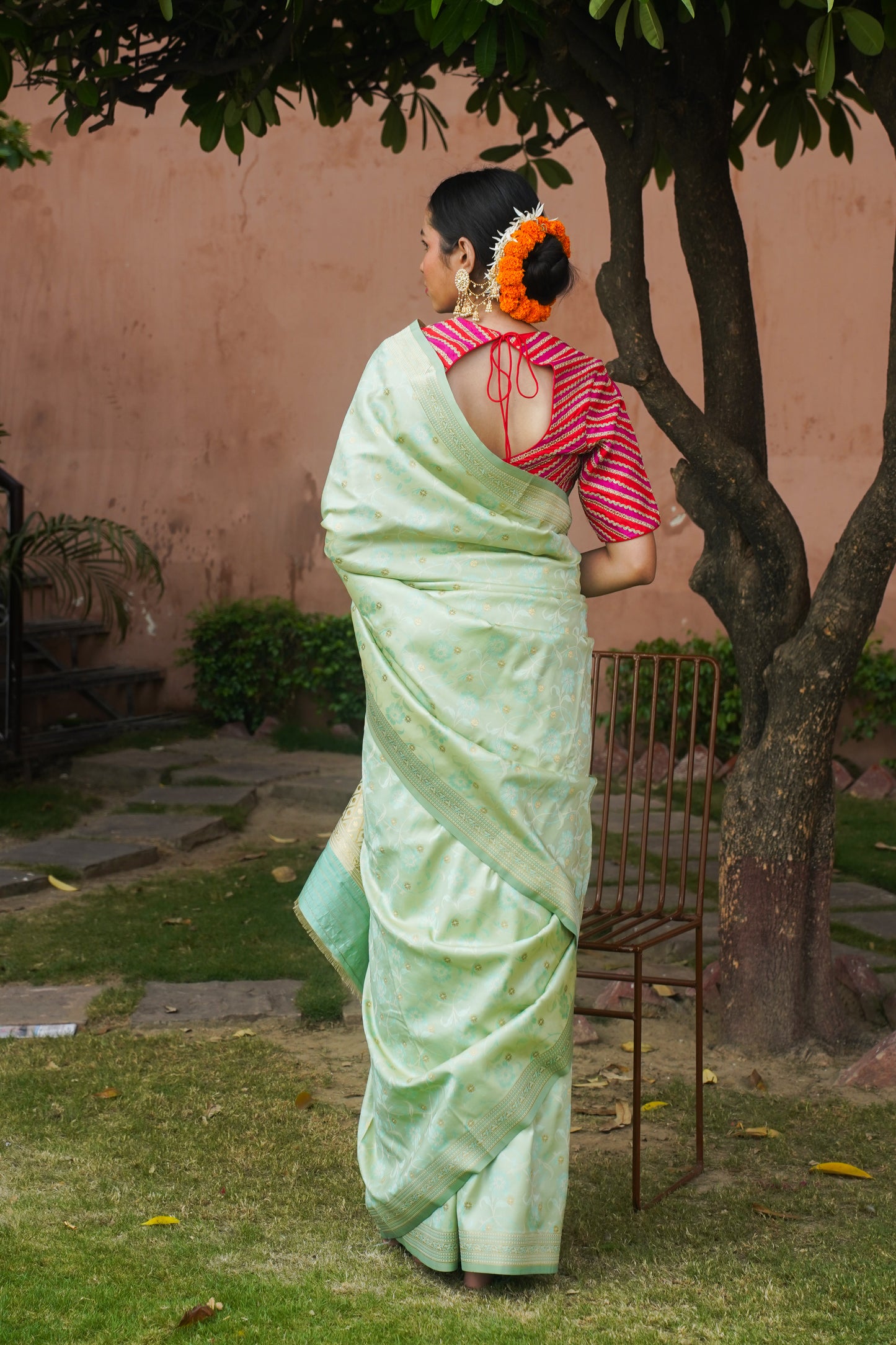 Yogmaya Pista Green Soft Silk Banarasi Saree