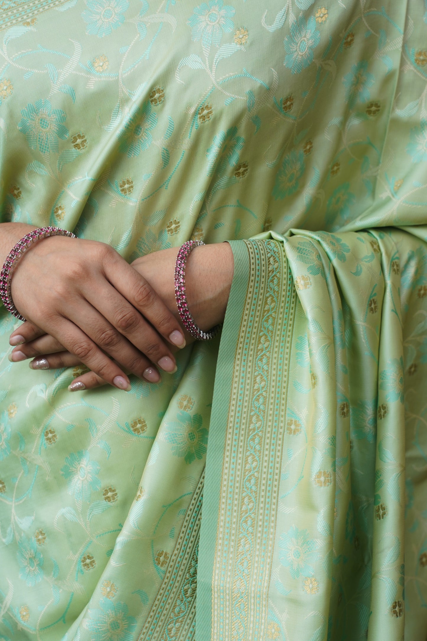 Pista Green Soft Silk Banarasi Saree