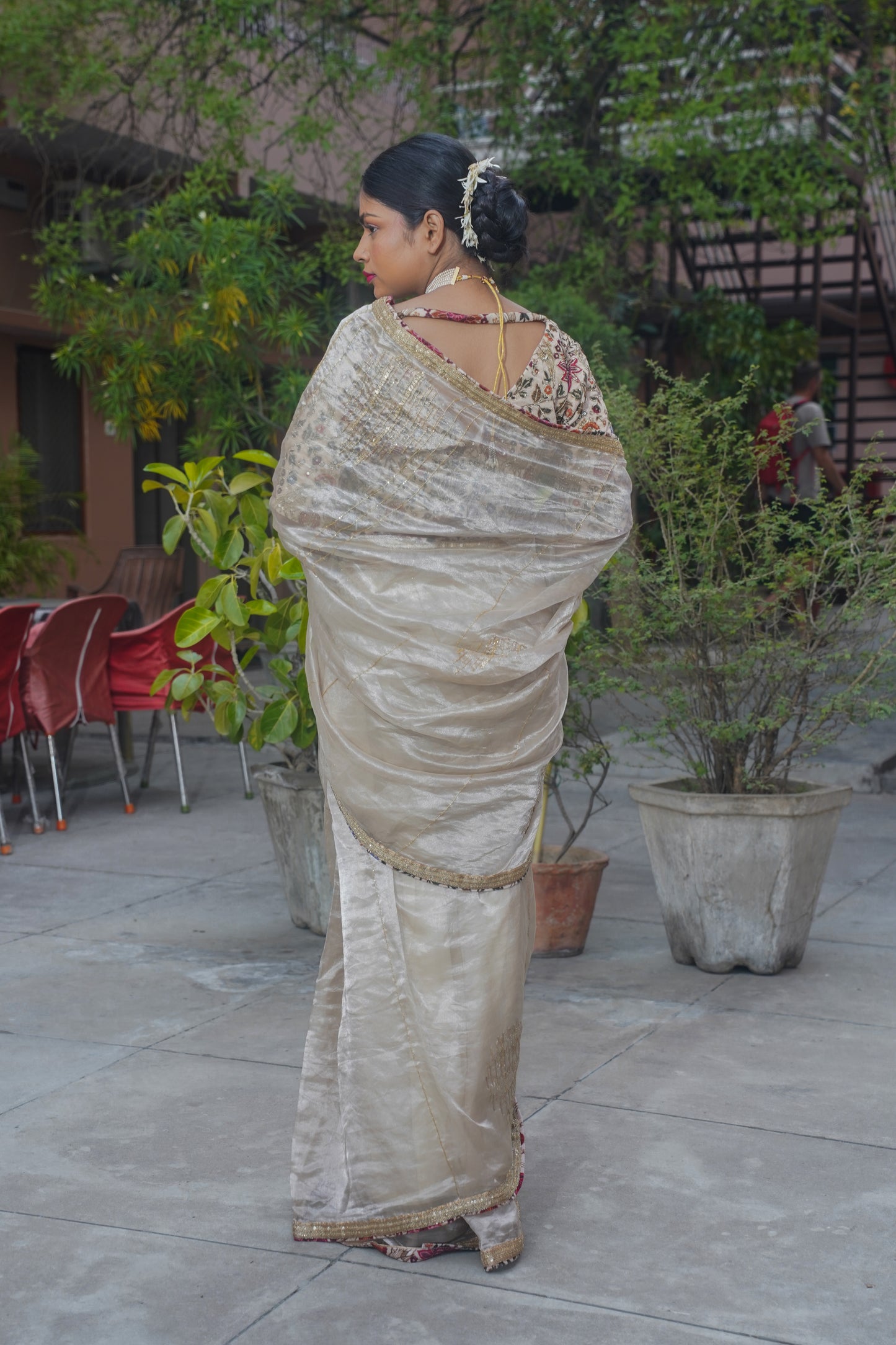 Off White Pure Tissue Silk Banarasi Designer Saree