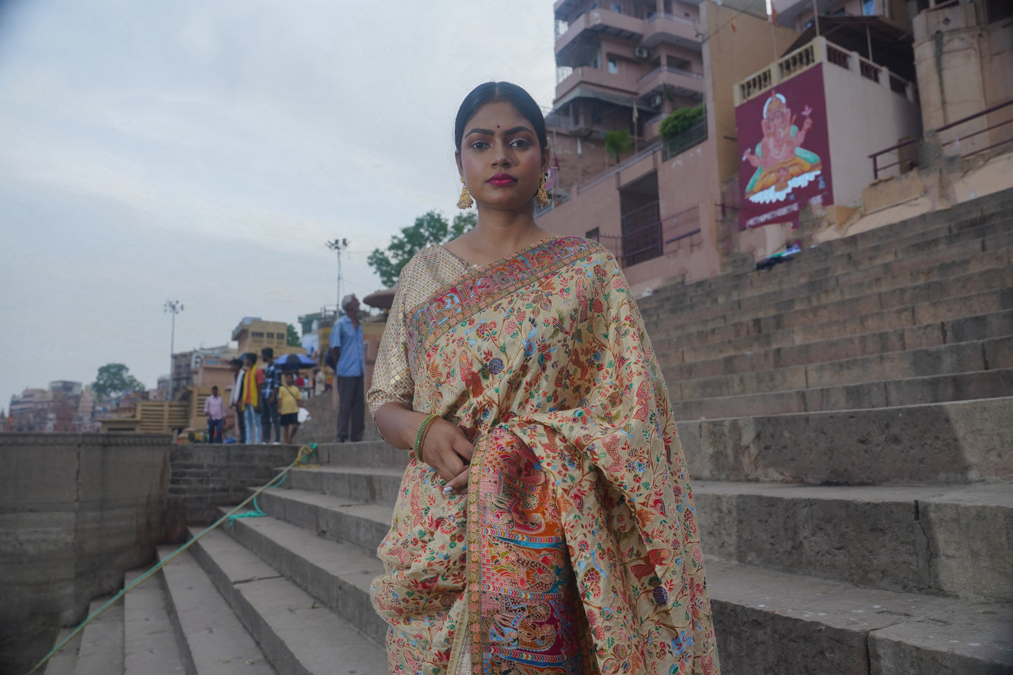 Cream Soft Silk Banarasi Saree