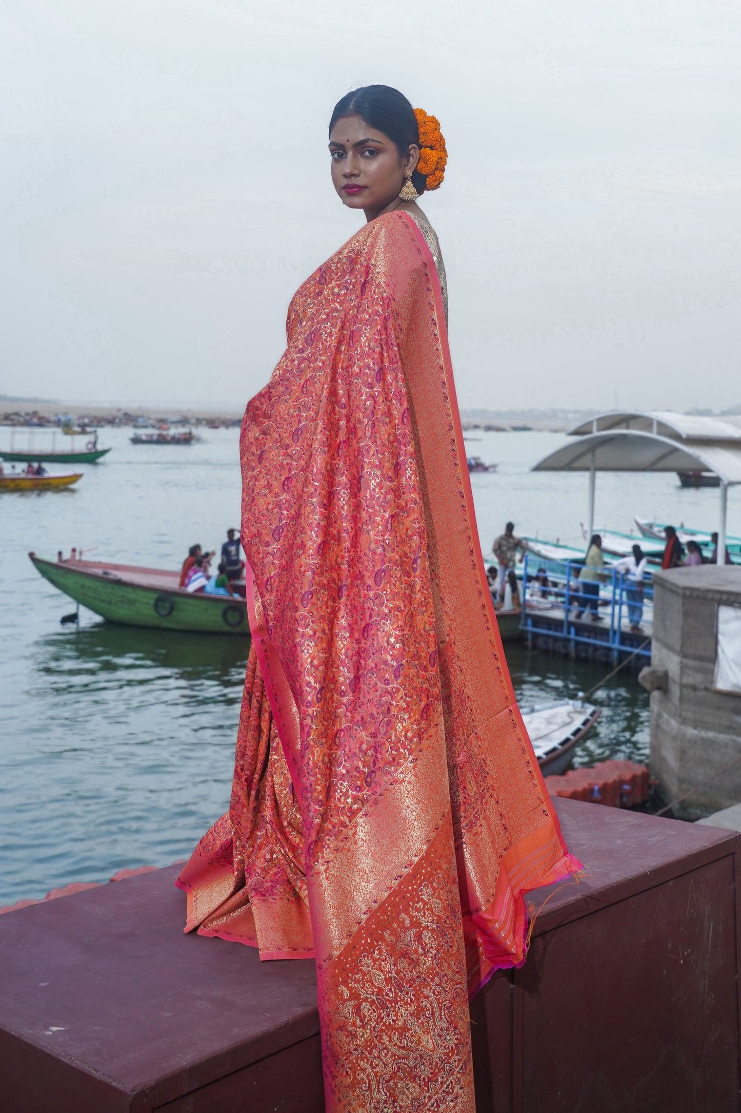 Pink Banarasi Soft Silk Saree