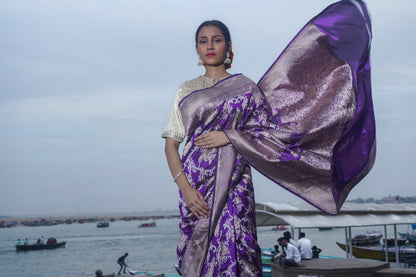 Dark Purple Pure Katan Banarasi Handloom Saree