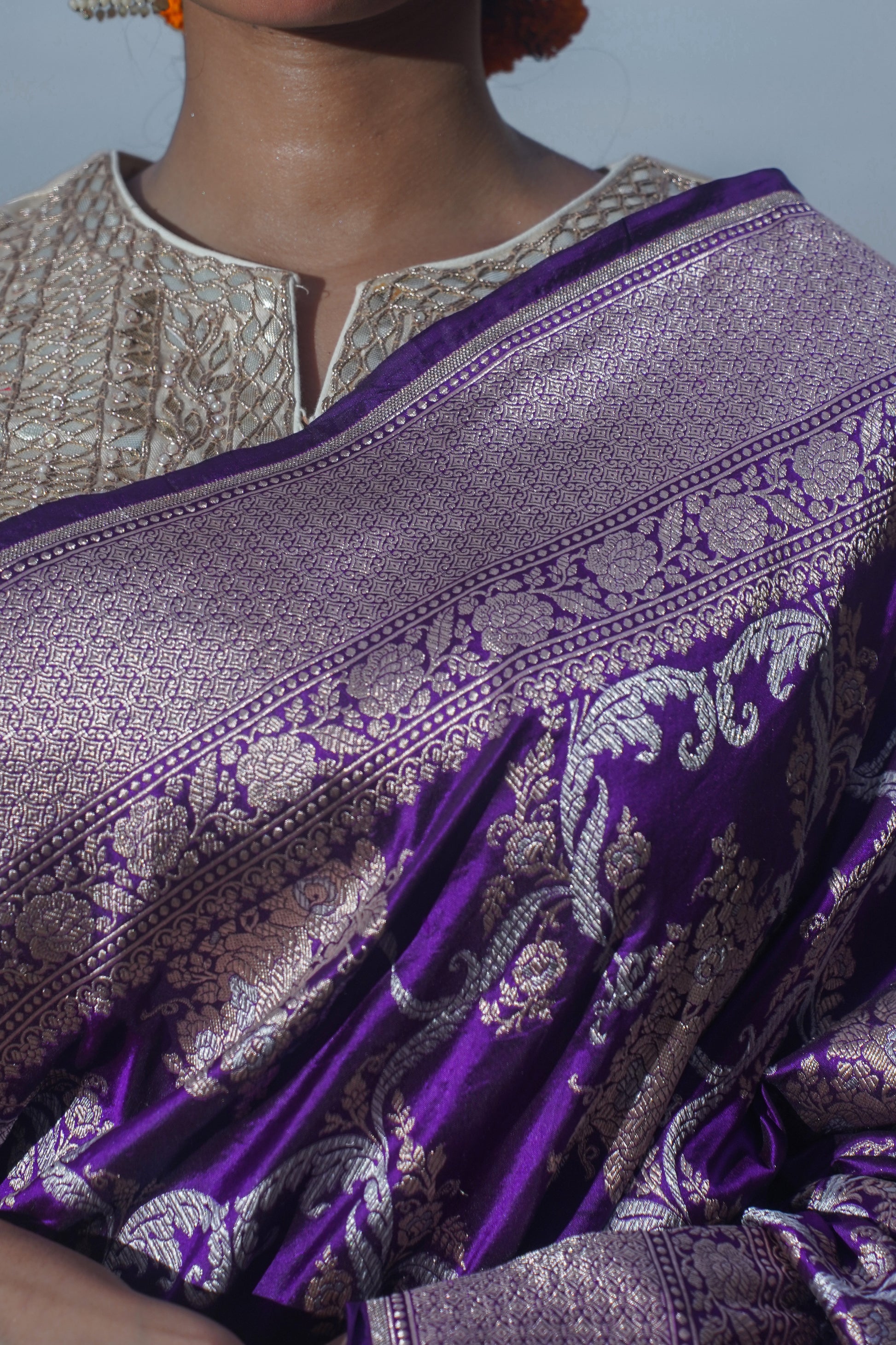 Dark Purple Pure Katan Banarasi Handloom Saree