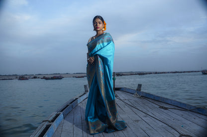 Blue Banarasi Soft Silk Saree