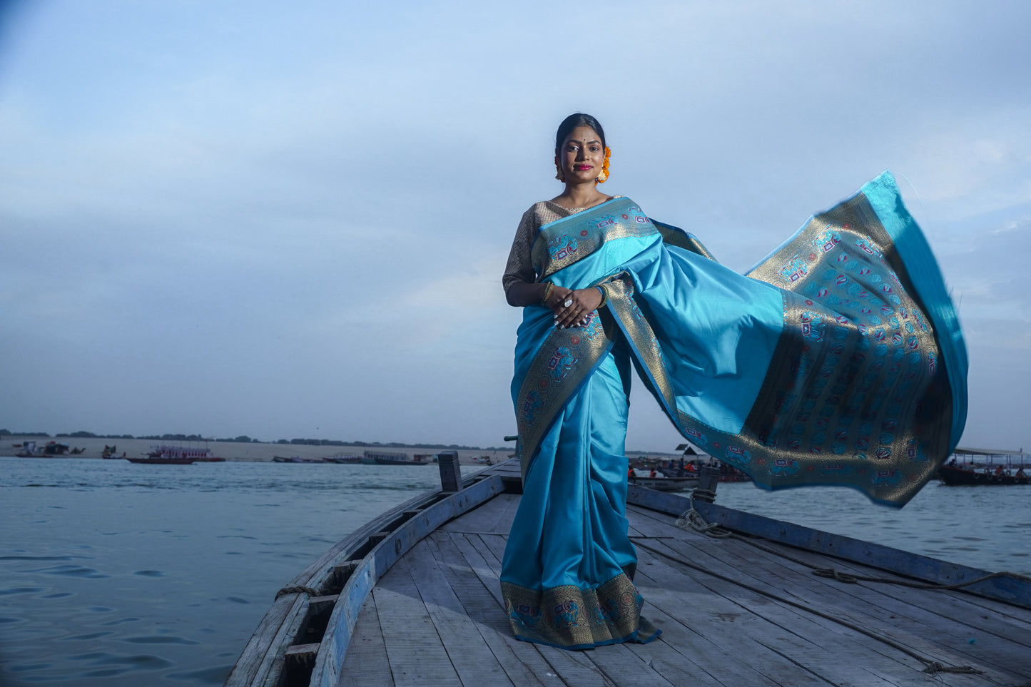 Blue Banarasi Soft Silk Saree