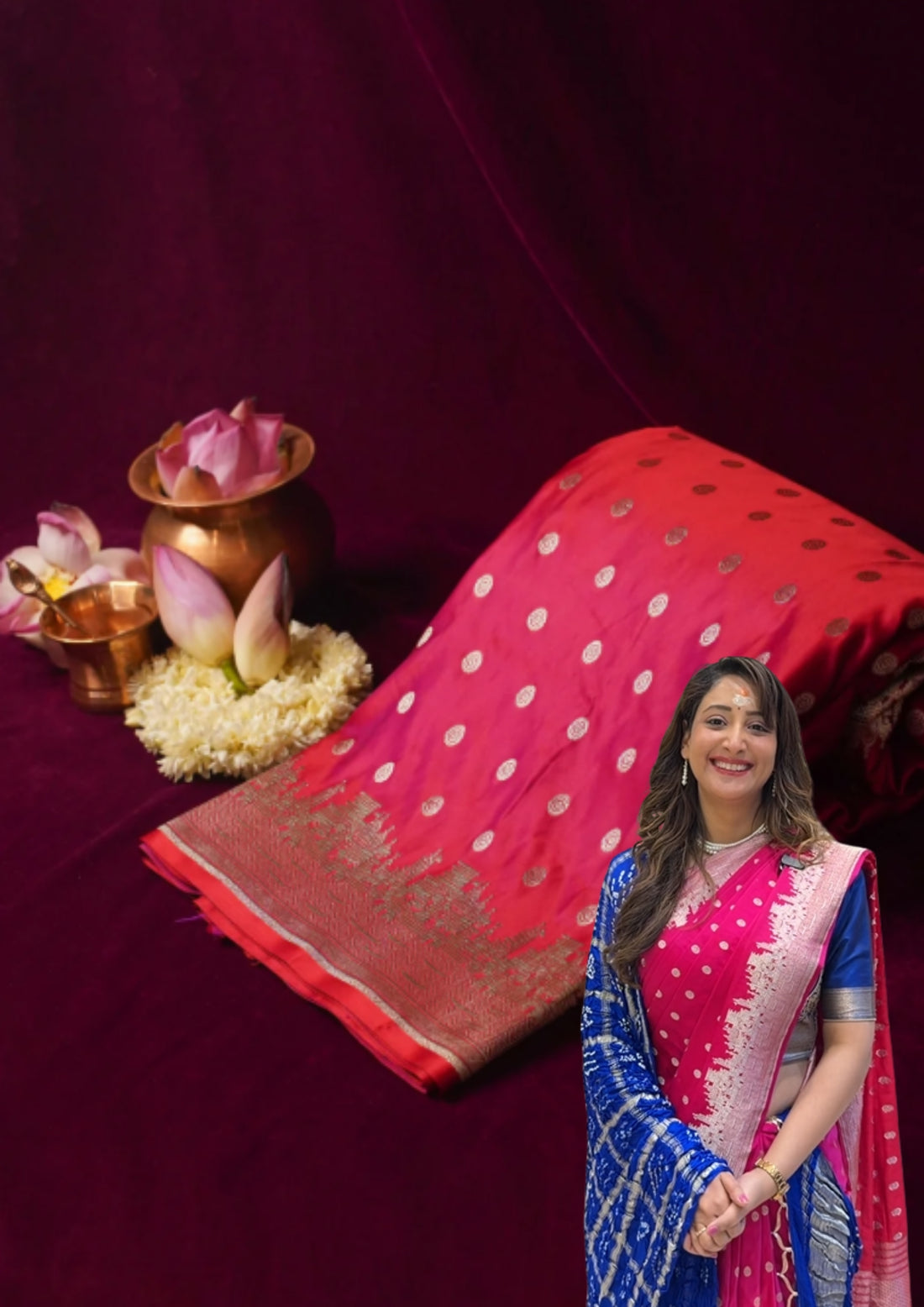 "WAAH BANARAS 055A" Banarasi Pure Massaru silk saree with Ghat Border