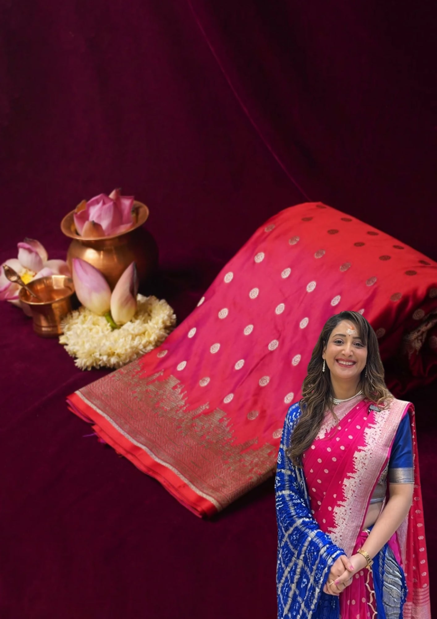 "WAAH BANARAS 055A" Banarasi Pure Massaru silk saree with Ghat Border