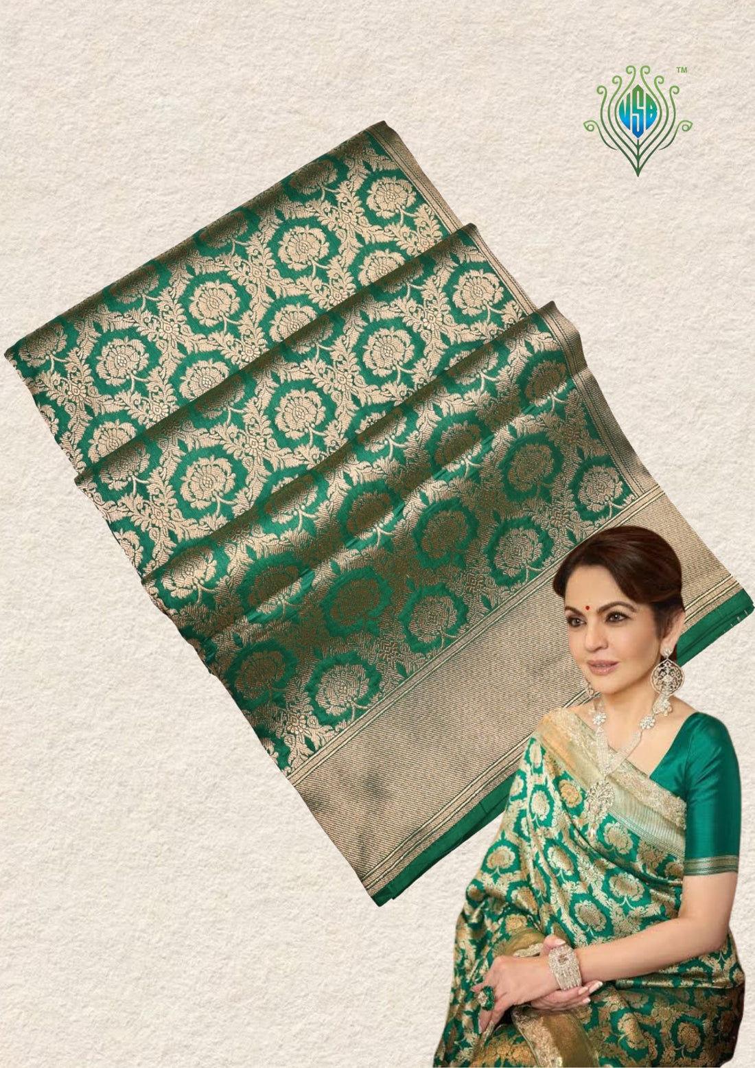 "VIRASAT 203" Nita Ambani Handwoven Banarasi Jaal Silk Saree