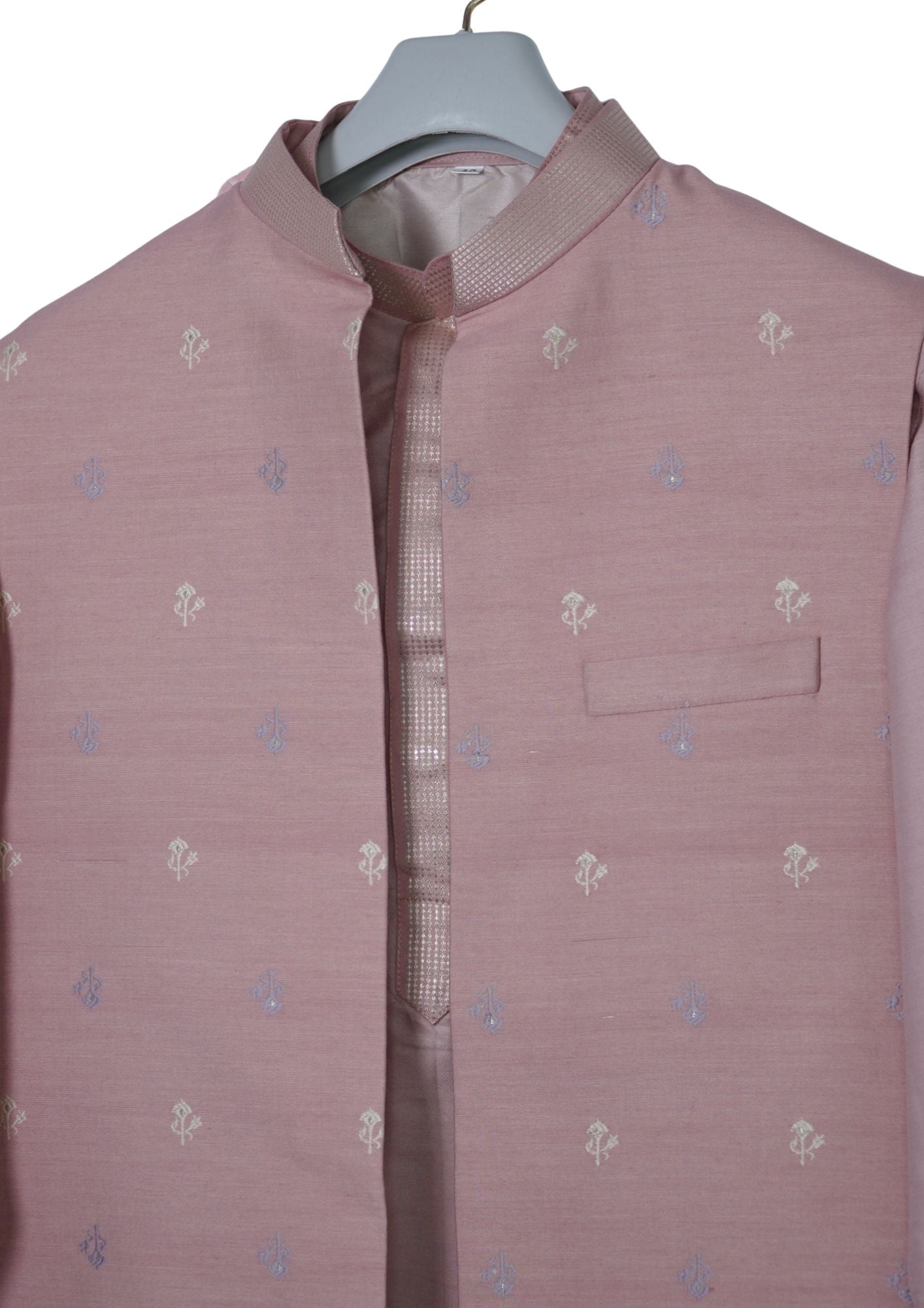 MJ 013F: Dusty Peach Banarasi Silk Kurta Payjama Jacket