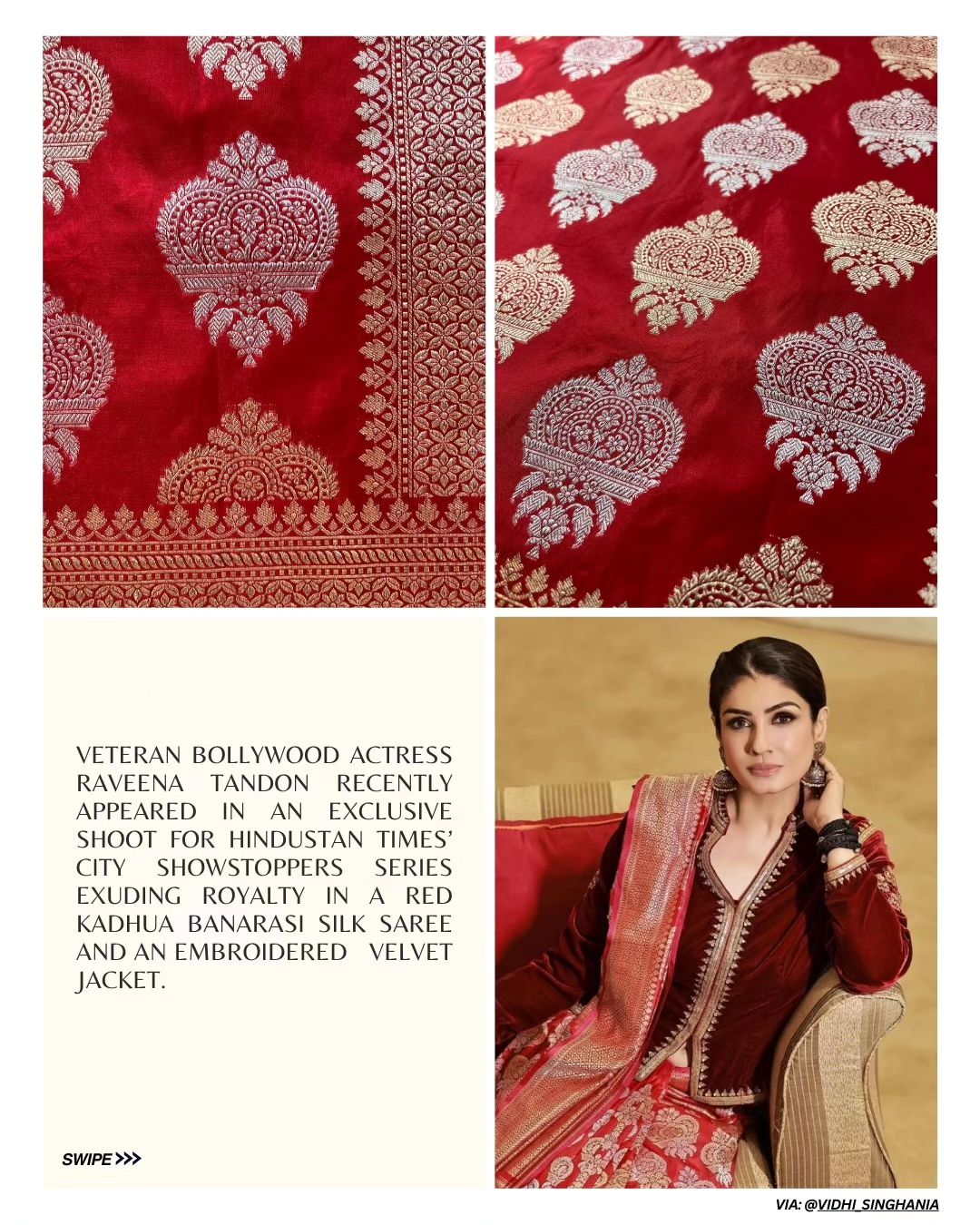 "VIRASAT 128" Red Pure Banarasi Katan Silk Saree