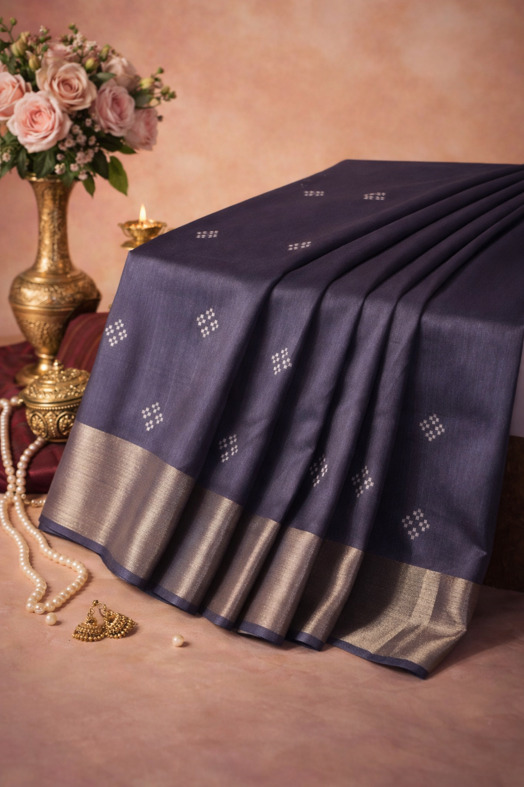 "UTSAV BANARAS 208" Banarasi Madhuvan Tusser Hand Brushing Printed Saree