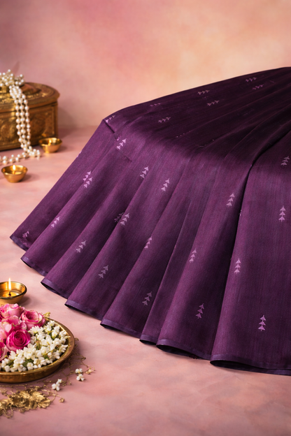 "UTSAV BANARAS 211" Banarasi Elegant Purple Raw Mango Silk Saree With Zari Buta