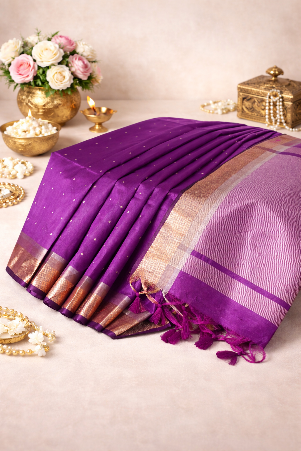 "UTSAV BANARAS 231" Banarasi Magenta Tusser Silk Saree