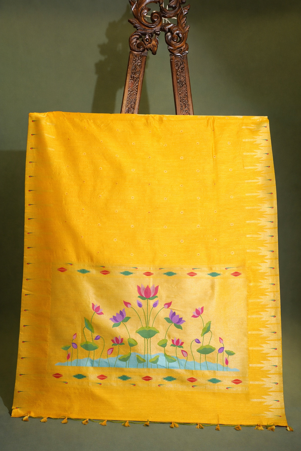 Utsav Banaras 322 Beautiful Yellow Raw Silk Saree with Zari Meenakari Palla &amp; Border