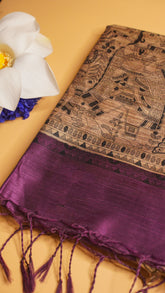 "UTSAV BANARAS 114" Banarasi Dark Purple Madhubani Silk Saree