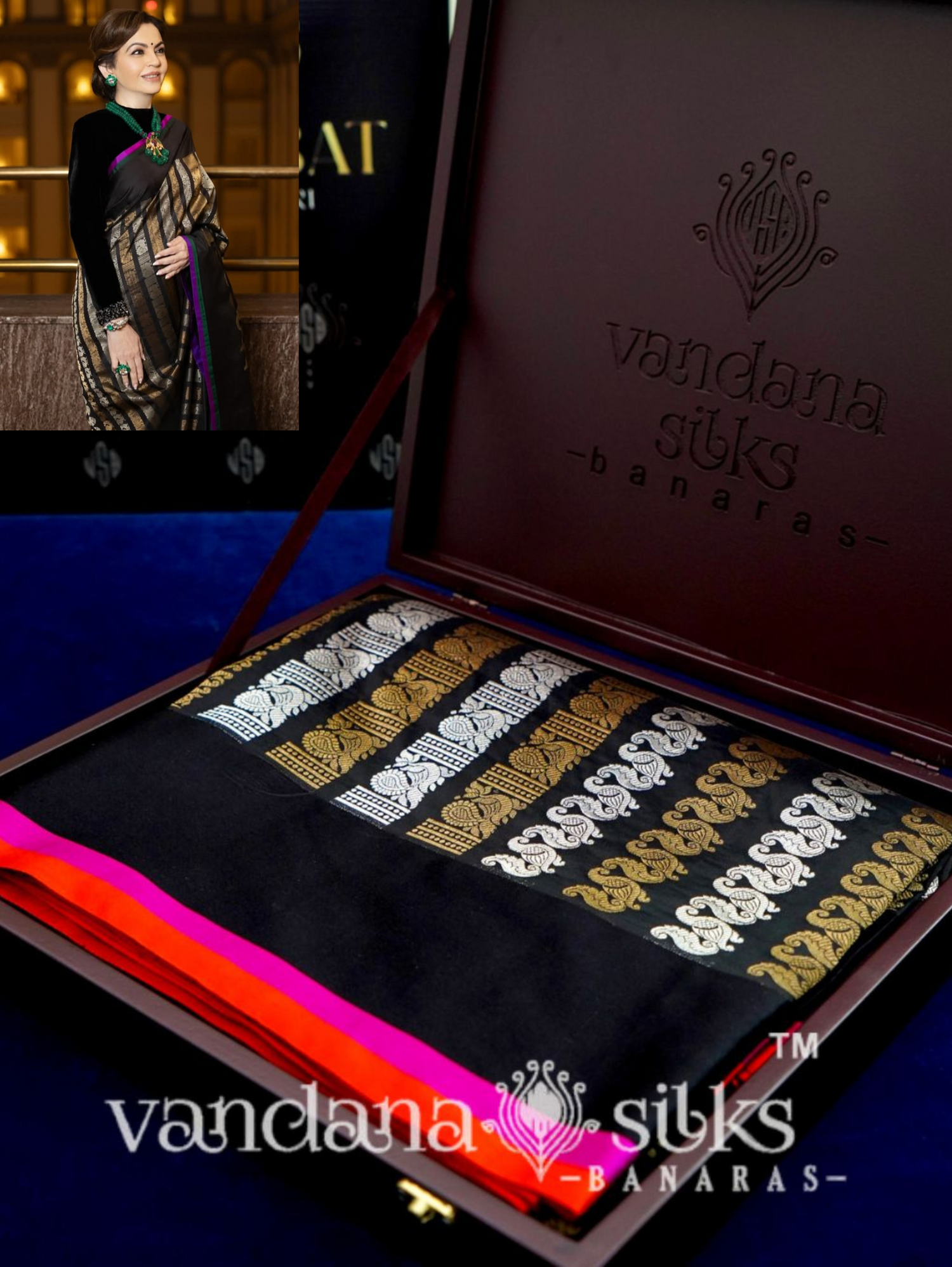 "VIRASAT 171" Pure Banarasi Silk Saree With Gold &amp; Silver Zari