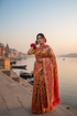 "VIRASAT 272" Pure Handloom Katan Banarasi Kadwa Jaal Pathani Real Shikargah Saree