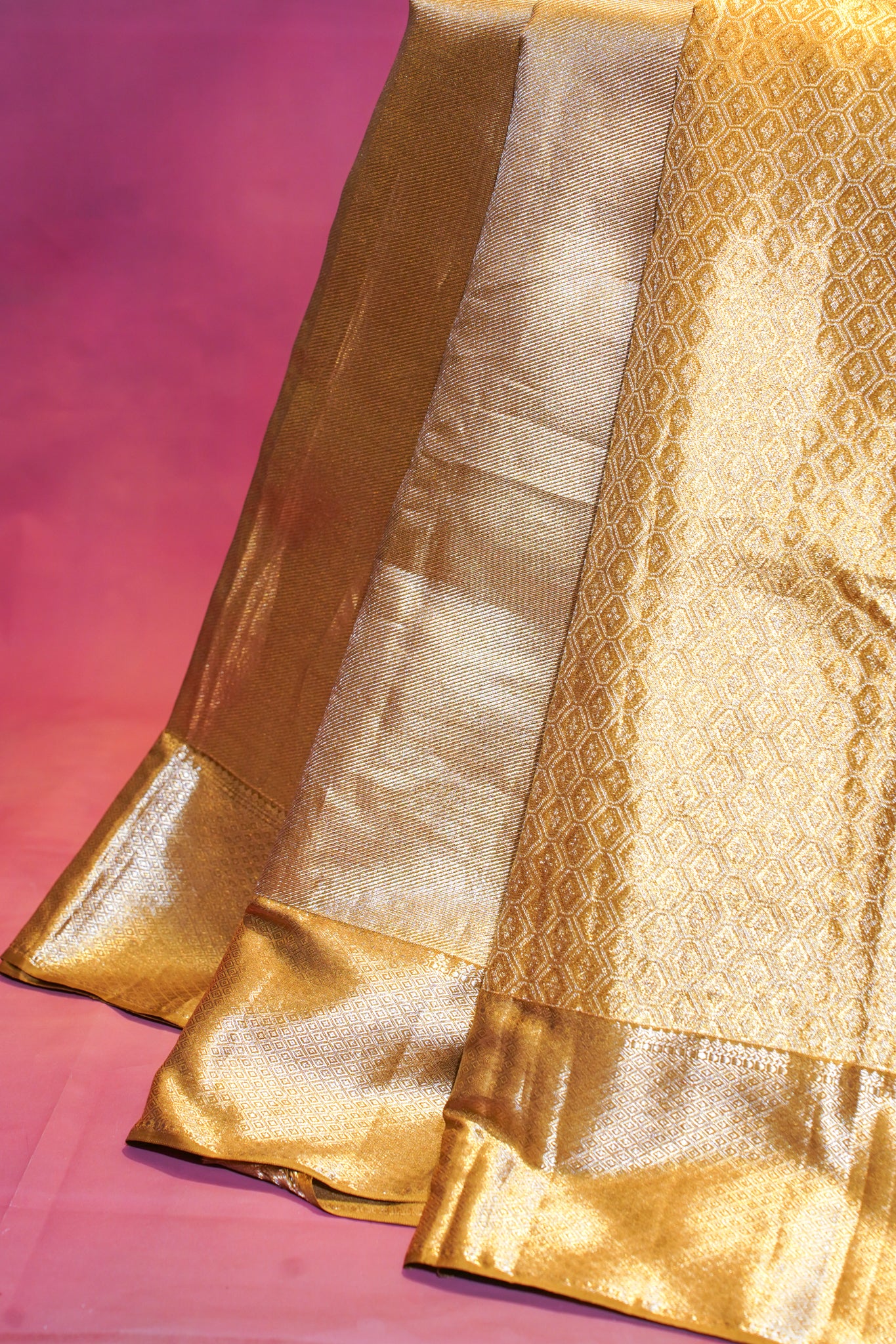 "VIRASAT 277" Beautiful Golden Pure Kanjivaram Silk Saree