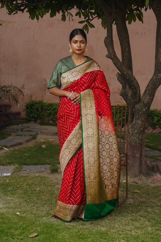 Red Banarasi Handwoven Wedding Saree