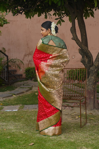 Red Banarasi Handwoven Wedding Saree