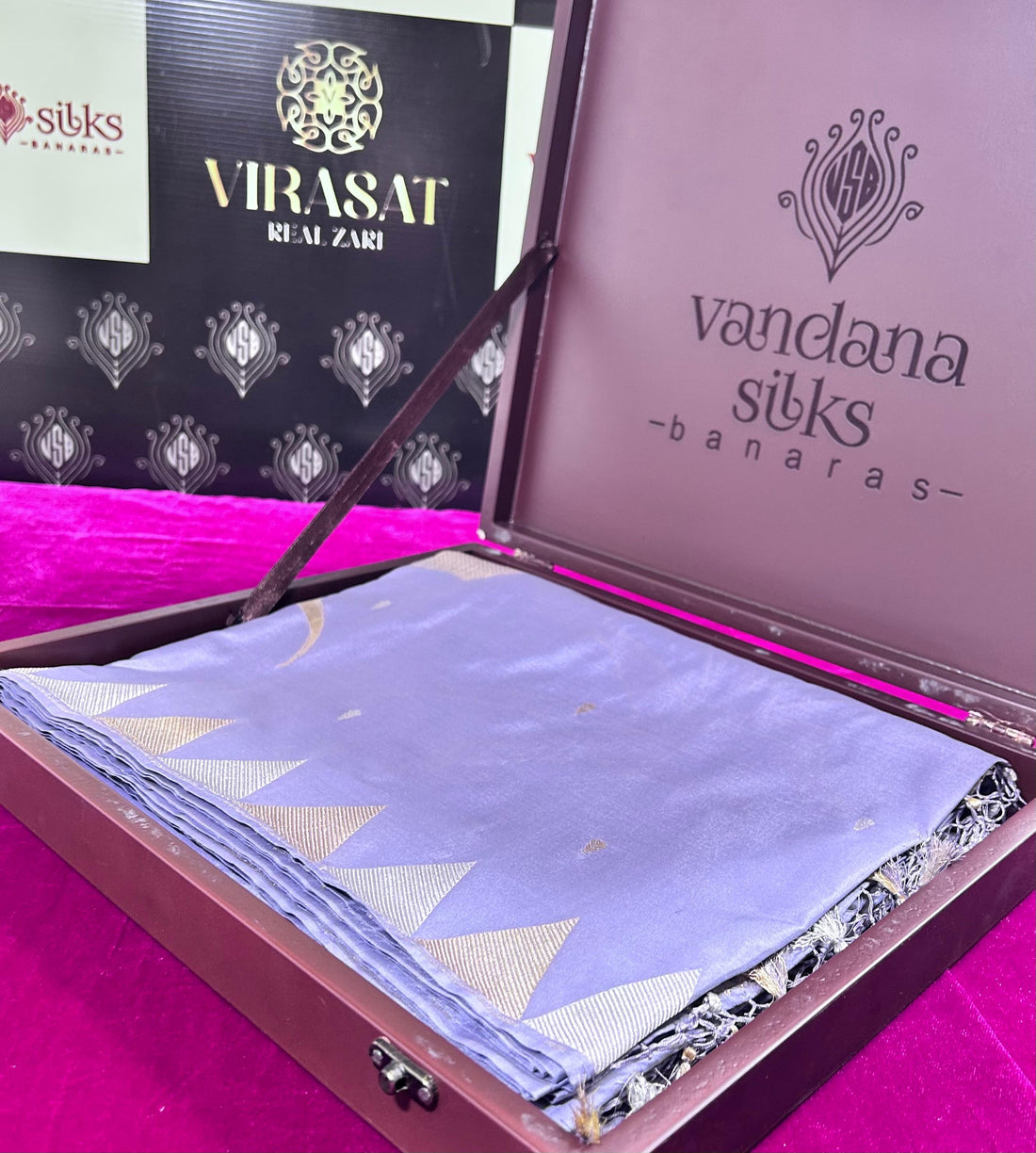 VIRASAT 318: Pure Banarasi Handloom Saree In Grey