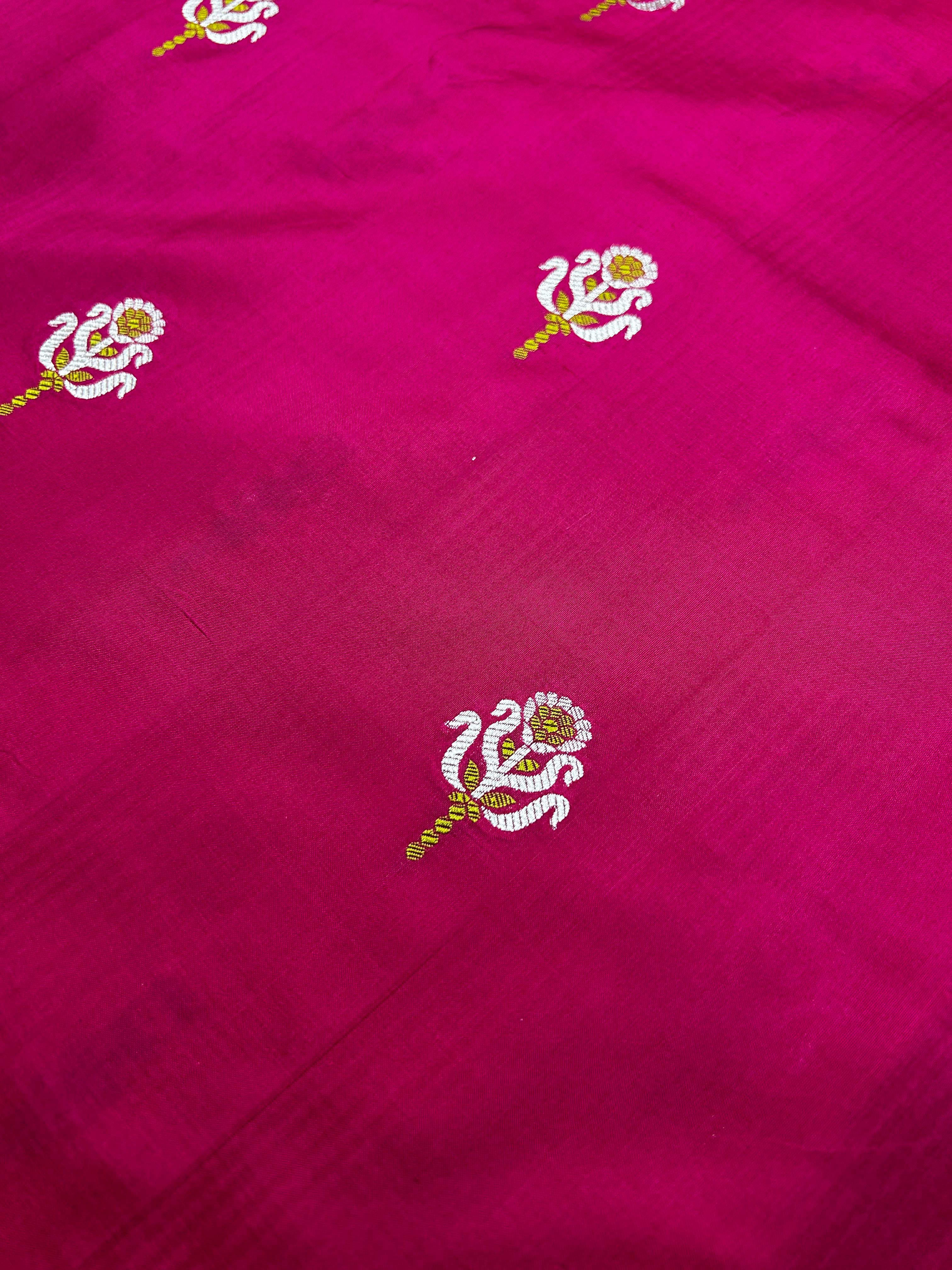 VIRASAT 317: Pure Banarasi Handloom Hot Pink saree