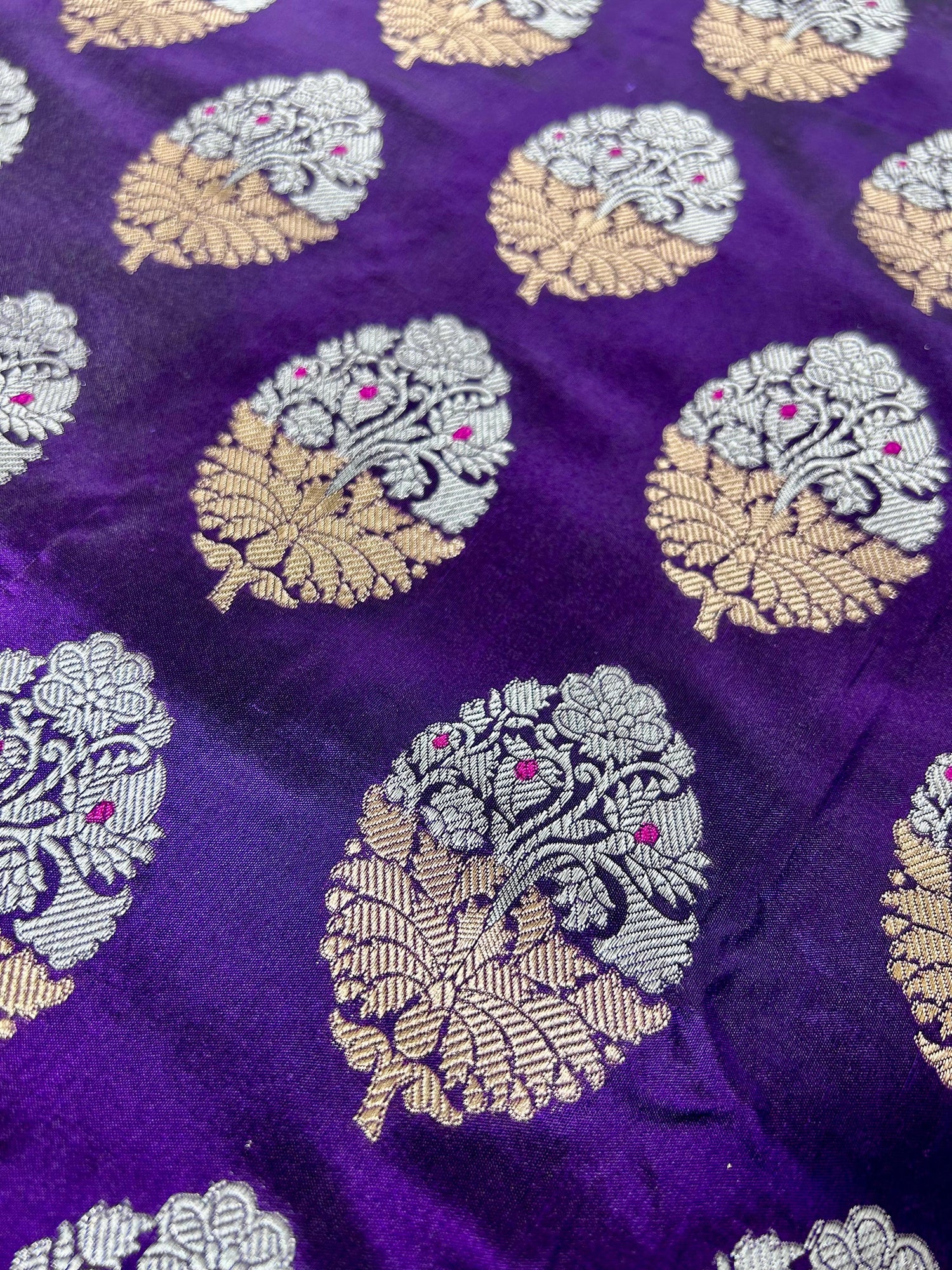 "VIRASAT 202" Dark Purple Handloom Pure Katan Silk Saree