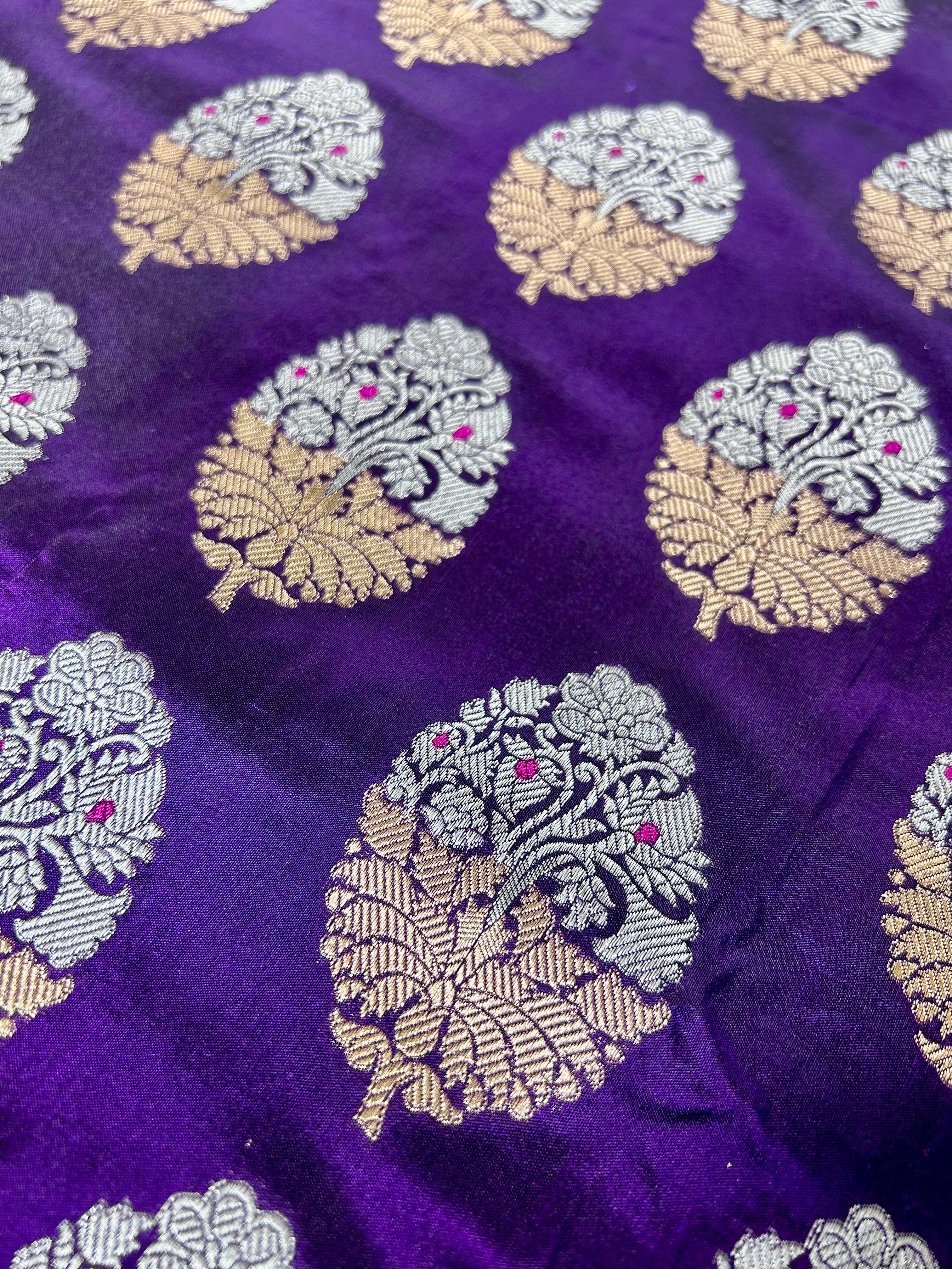 "VIRASAT 202" Dark Purple Handloom Pure Katan Silk Saree