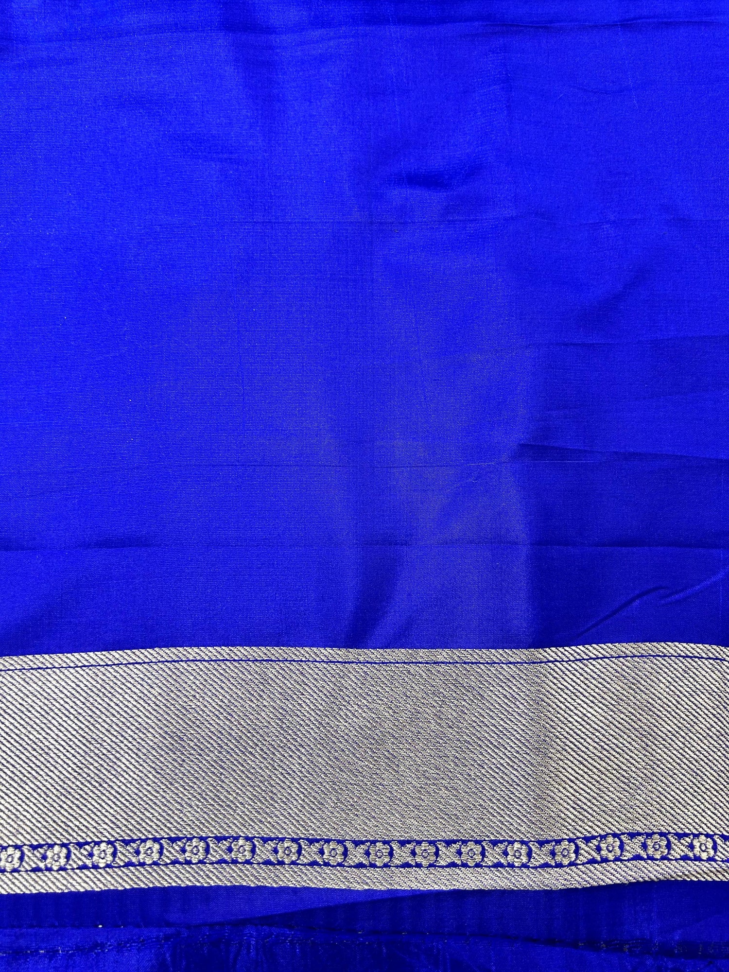 "VIRASAT 214" Royal Blue Handloom Pure Katan Silk Tanchoi Saree