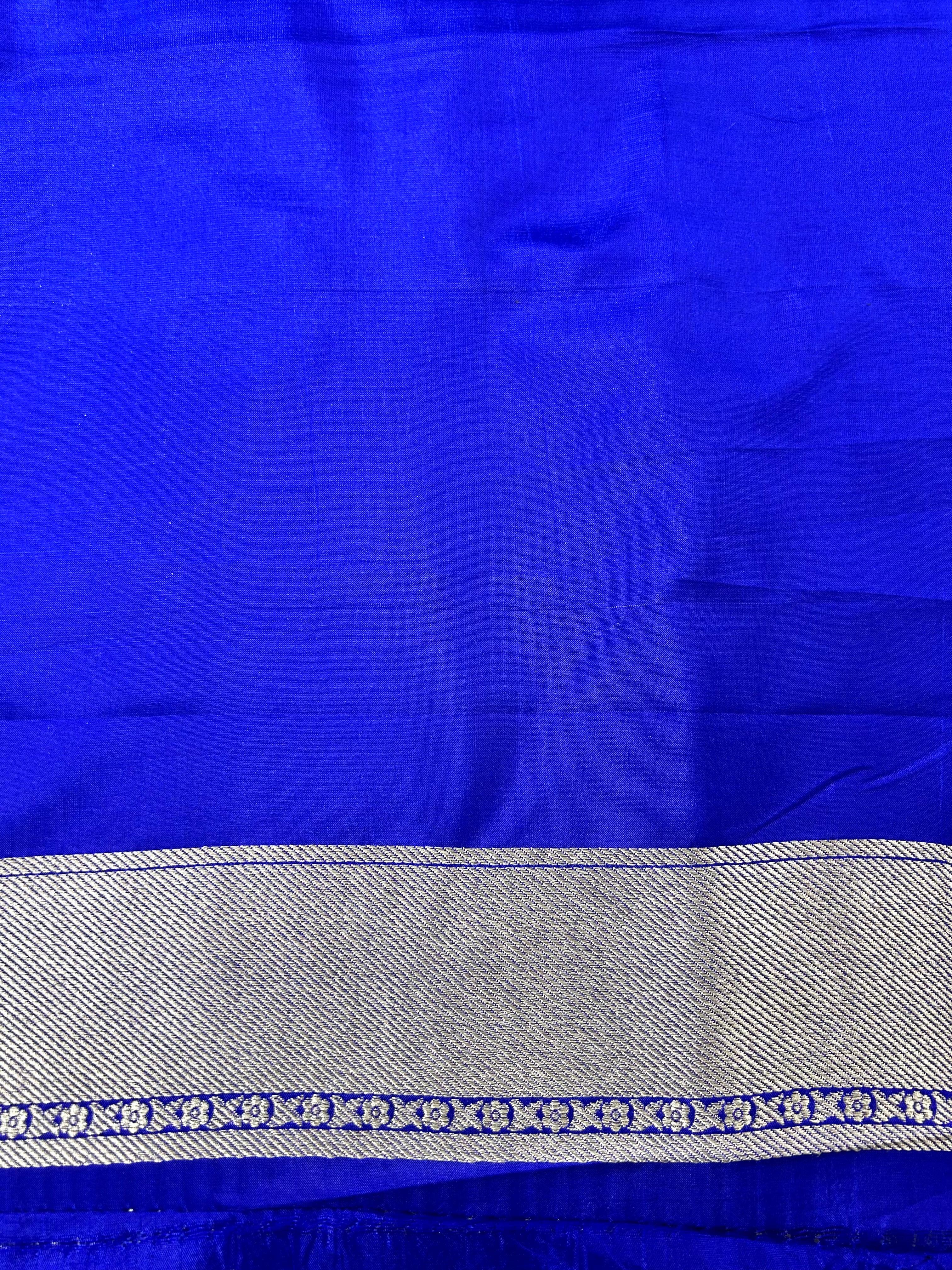 "VIRASAT 214" Royal Blue Handloom Pure Katan Silk Tanchoi Saree
