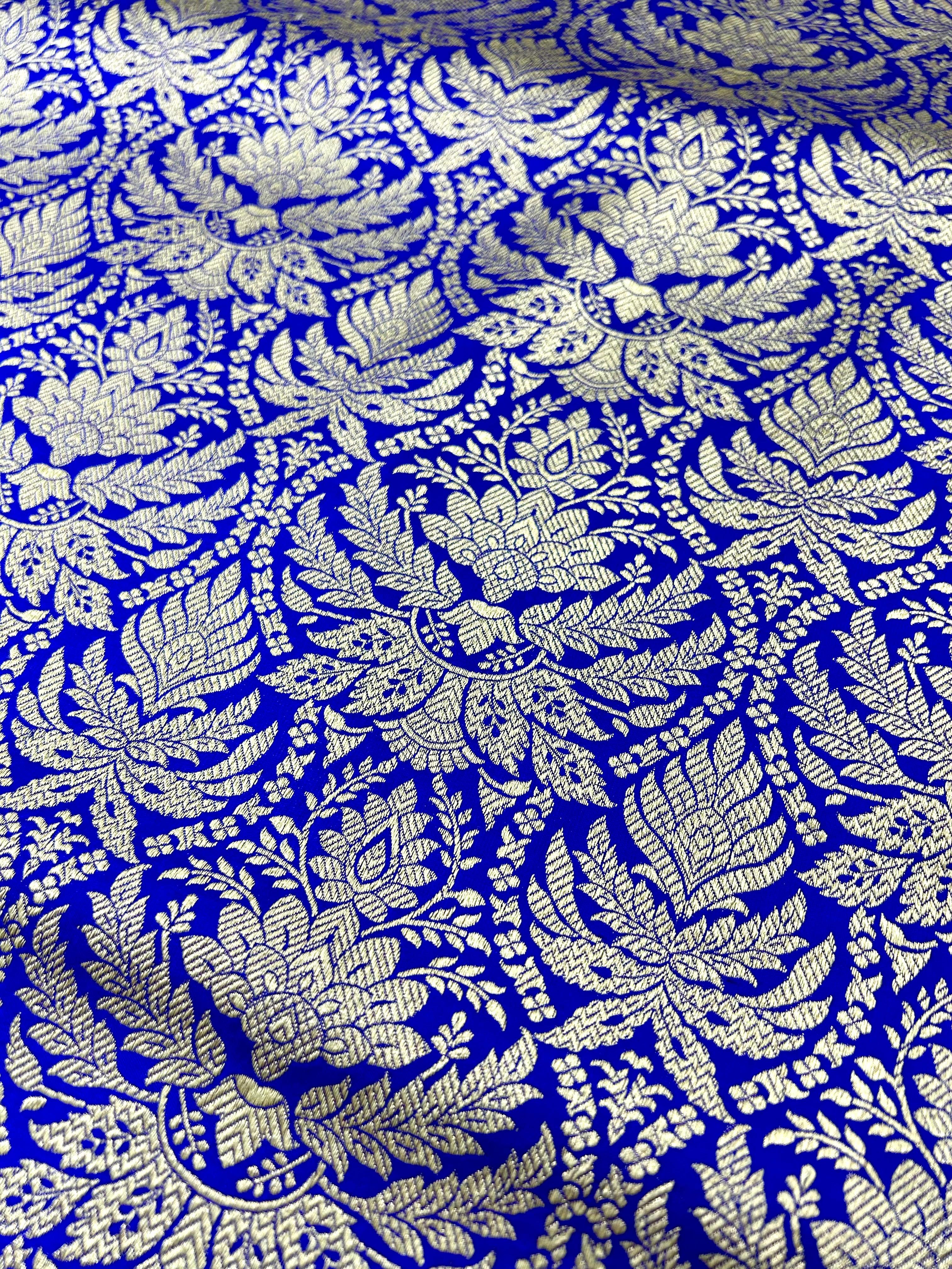 "VIRASAT 214" Royal Blue Handloom Pure Katan Silk Tanchoi Saree