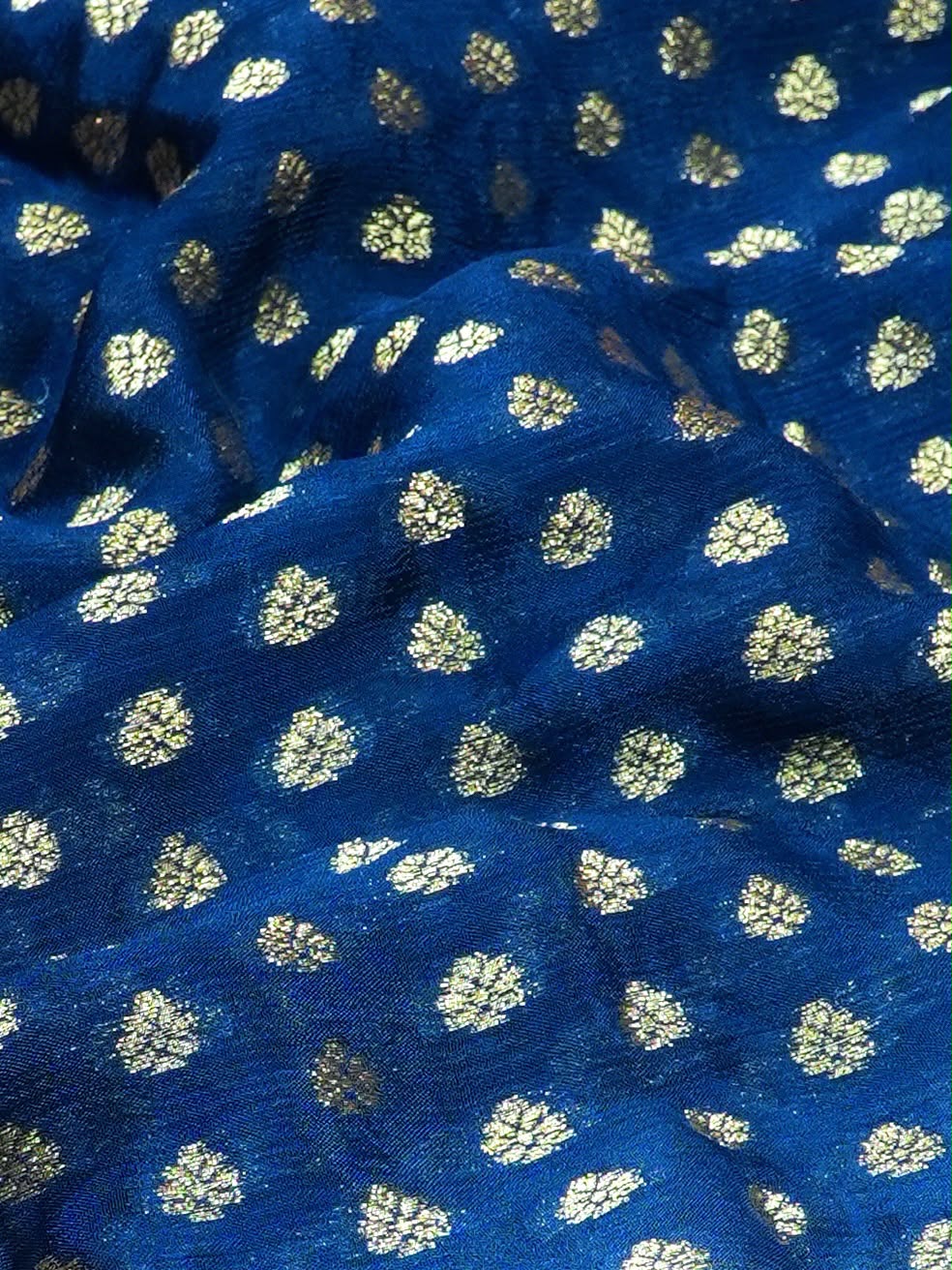 UTSAV Banaras 424C: Navy Blue Premium Mysore silk saree with Khaddi buti &amp; Traditional Contrast Banarasi Border