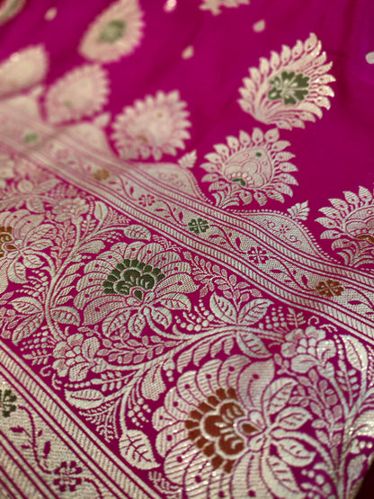 Magenta Pure Handloom Banarasi Silk Saree