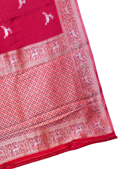 "Waah Banaras 099" Banarasi Mashru Silk Customized Work Super Soft Satan Saree 100% Pure Vegan