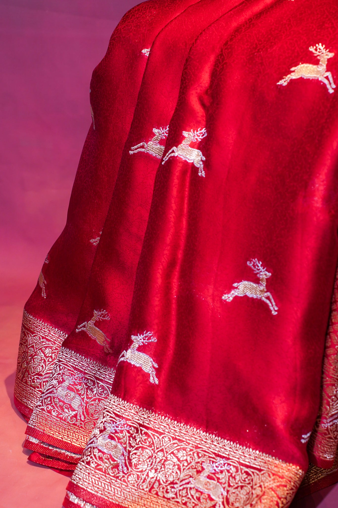 "Waah Banaras 099" Banarasi Mashru Silk Customized Work Super Soft Satan Saree 100% Pure Vegan