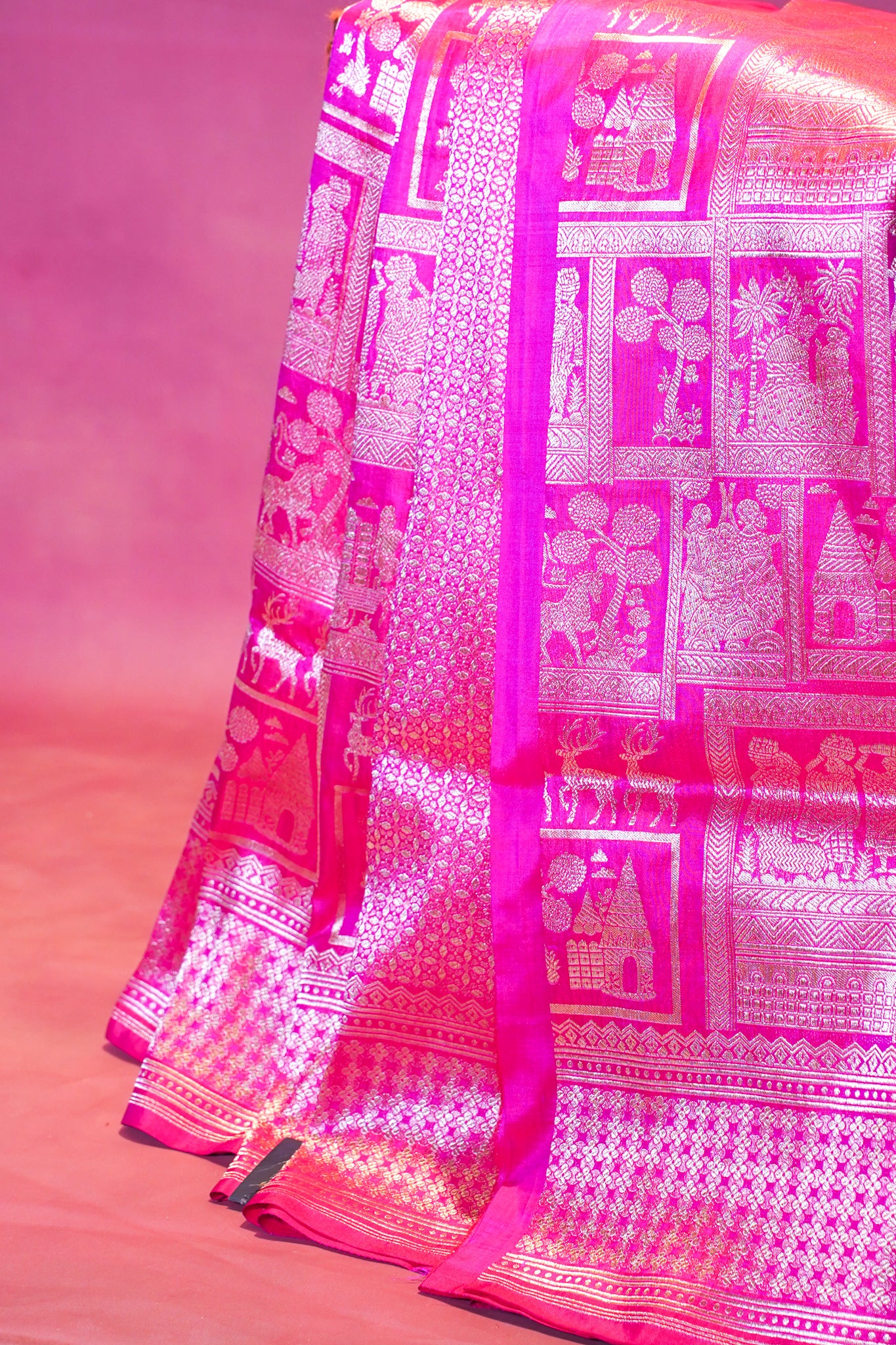 "VIRASAT 271" Pure Handloom Banarasi Uppada Silk With Brocade Tribal Motif Saree