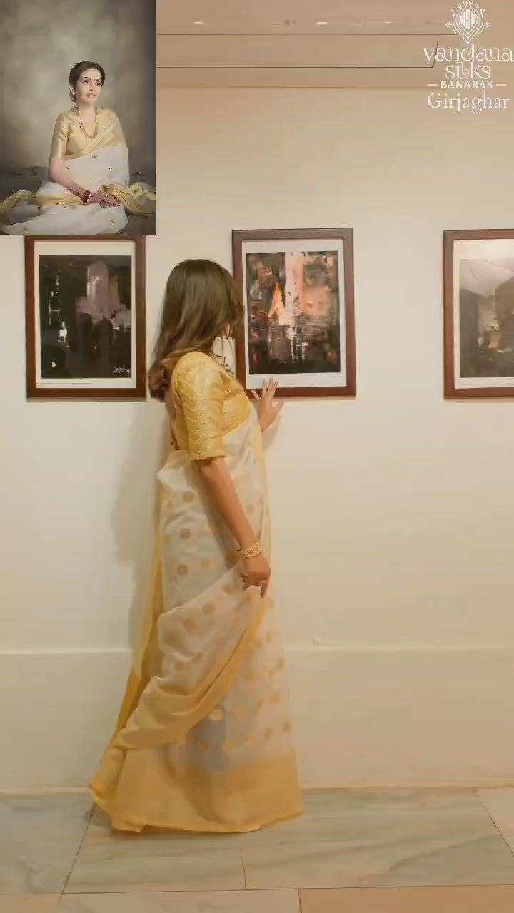"UTSAV BANARAS 019" Nita Ambani Inspired Pure Banarasi Chanderi Cotton Saree - Queen